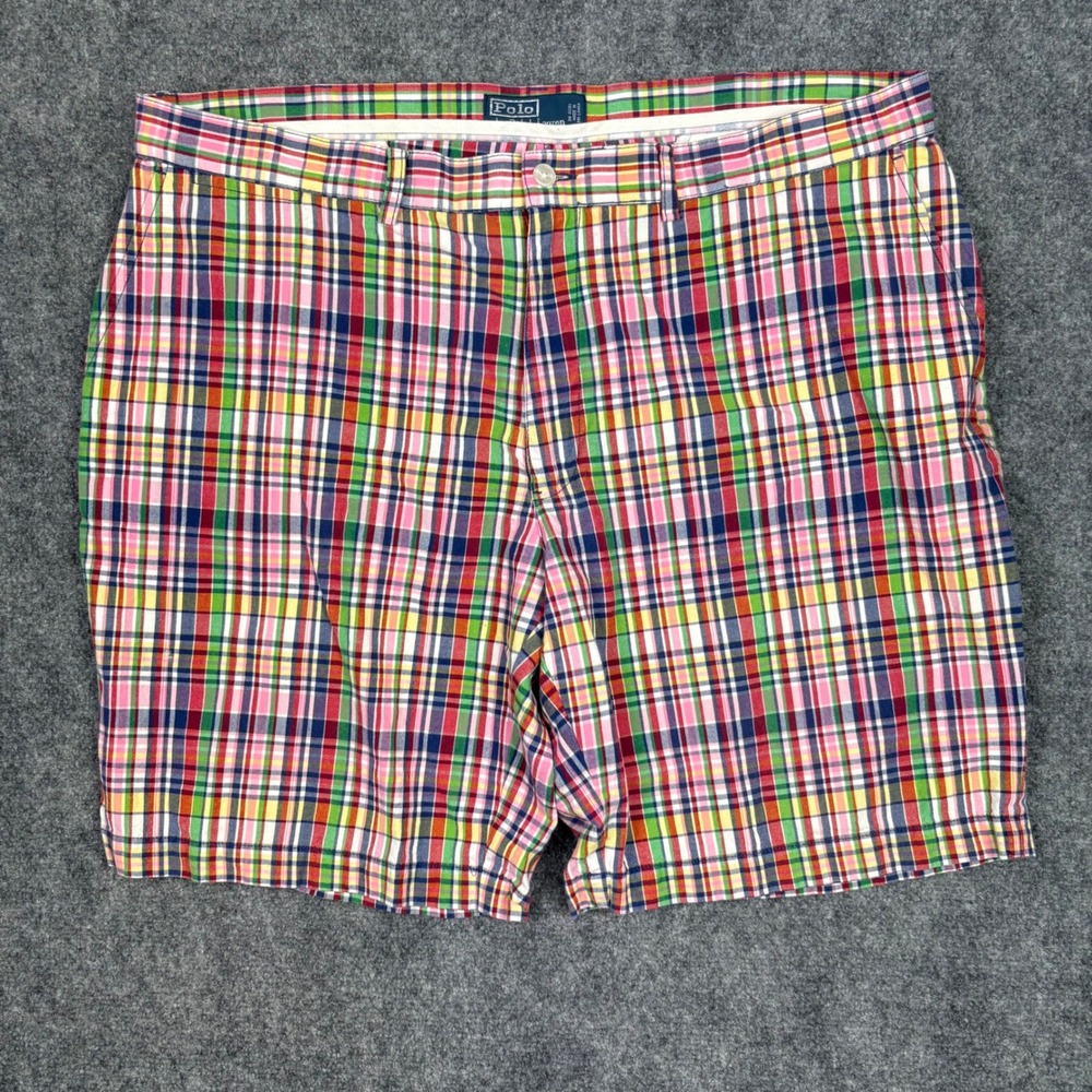 Polo Ralph Lauren Shorts Mens 42 Multicolor Madras Plaid Cotton Preppy Classic